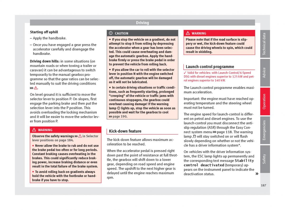 Seat Arona owners manual / page 189