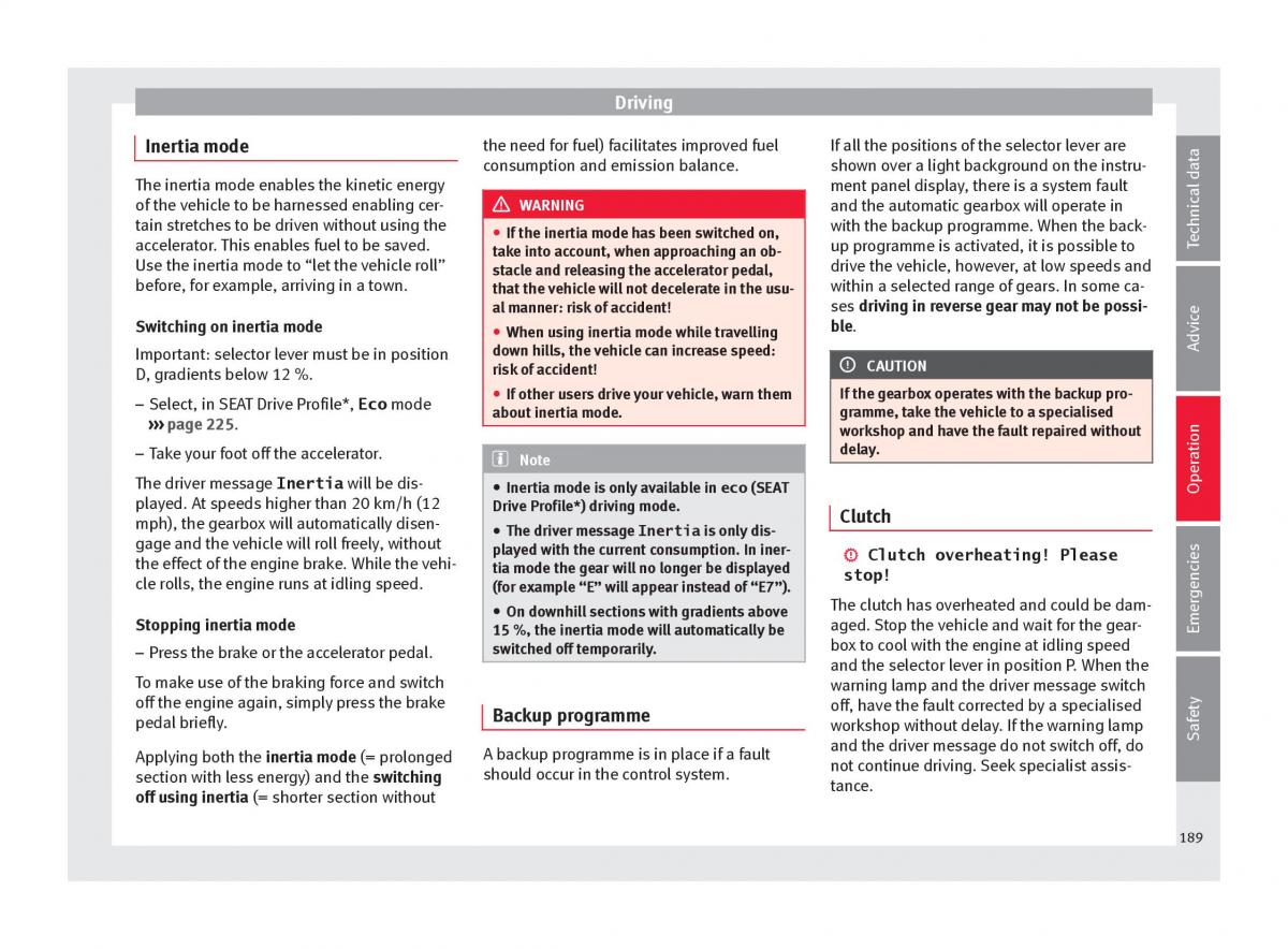 Seat Arona owners manual / page 191