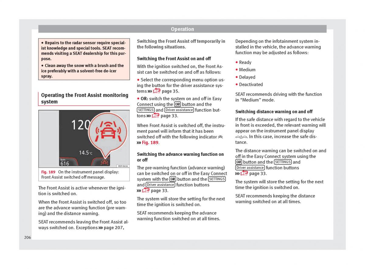 Seat Arona owners manual / page 208