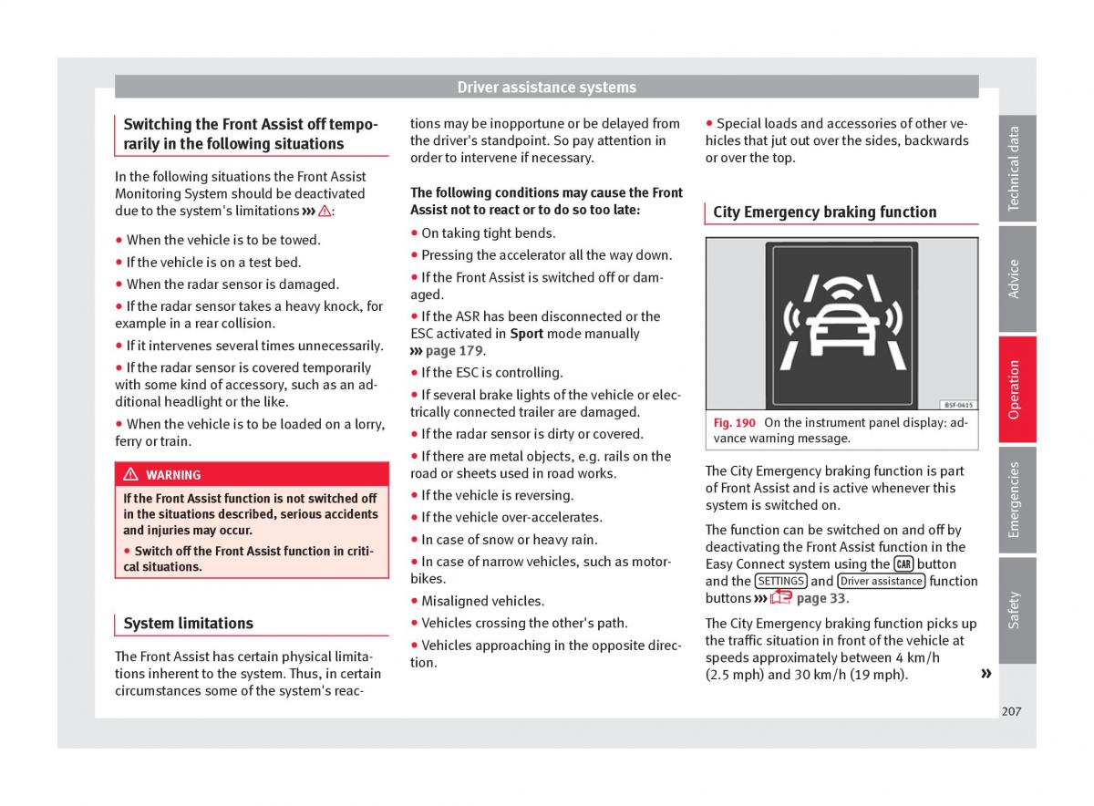 Seat Arona owners manual / page 209