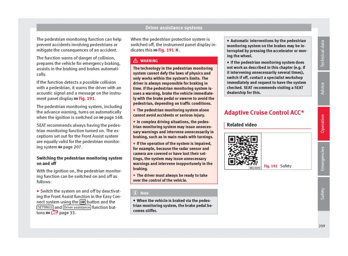 Seat Arona owners manual / page 211