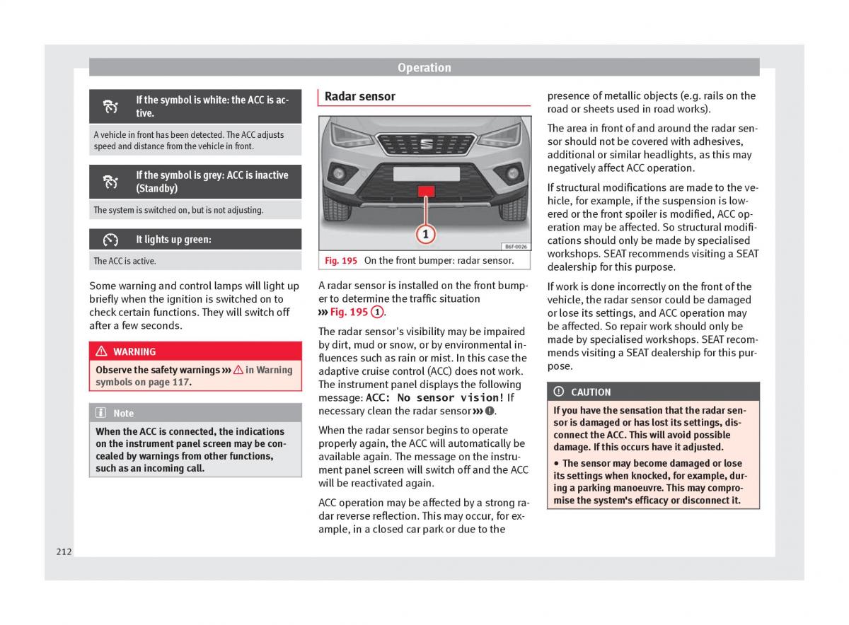 Seat Arona owners manual / page 214