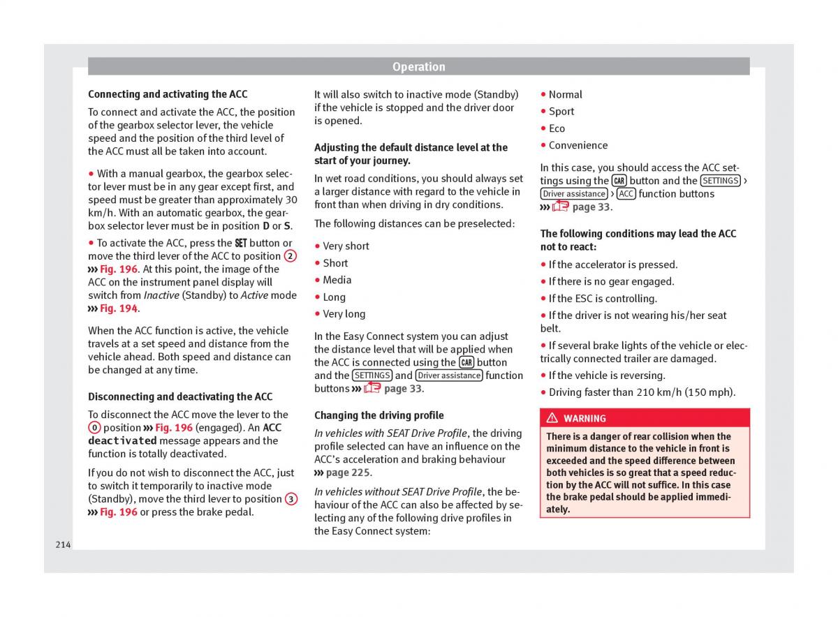 Seat Arona owners manual / page 216