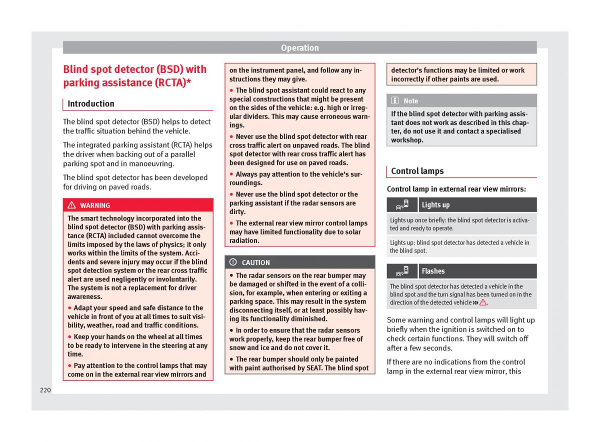 Seat Arona owners manual / page 222