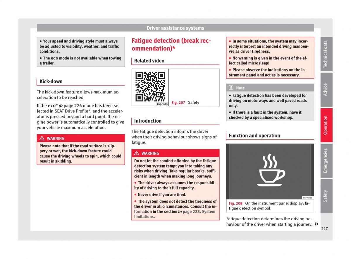 Seat Arona owners manual / page 229