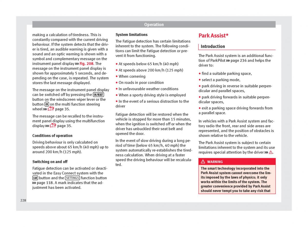 Seat Arona owners manual / page 230