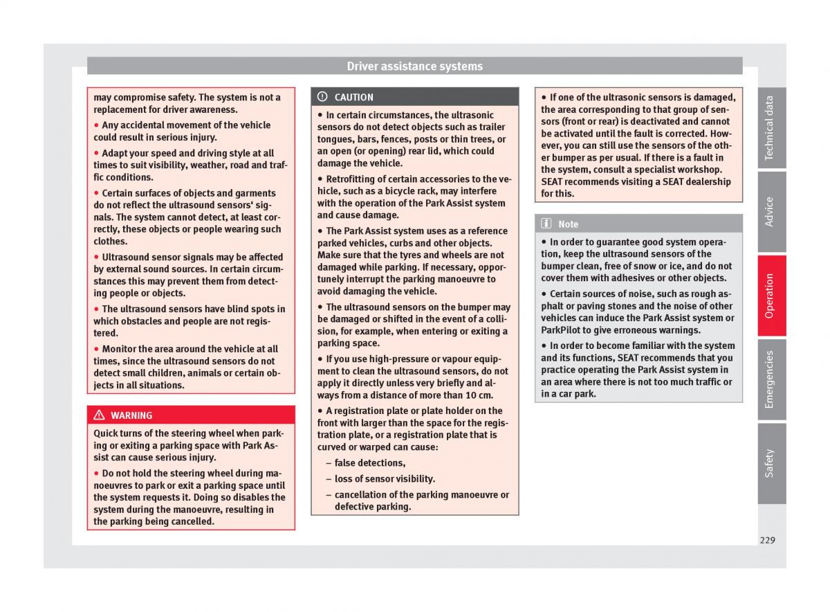 Seat Arona owners manual / page 231