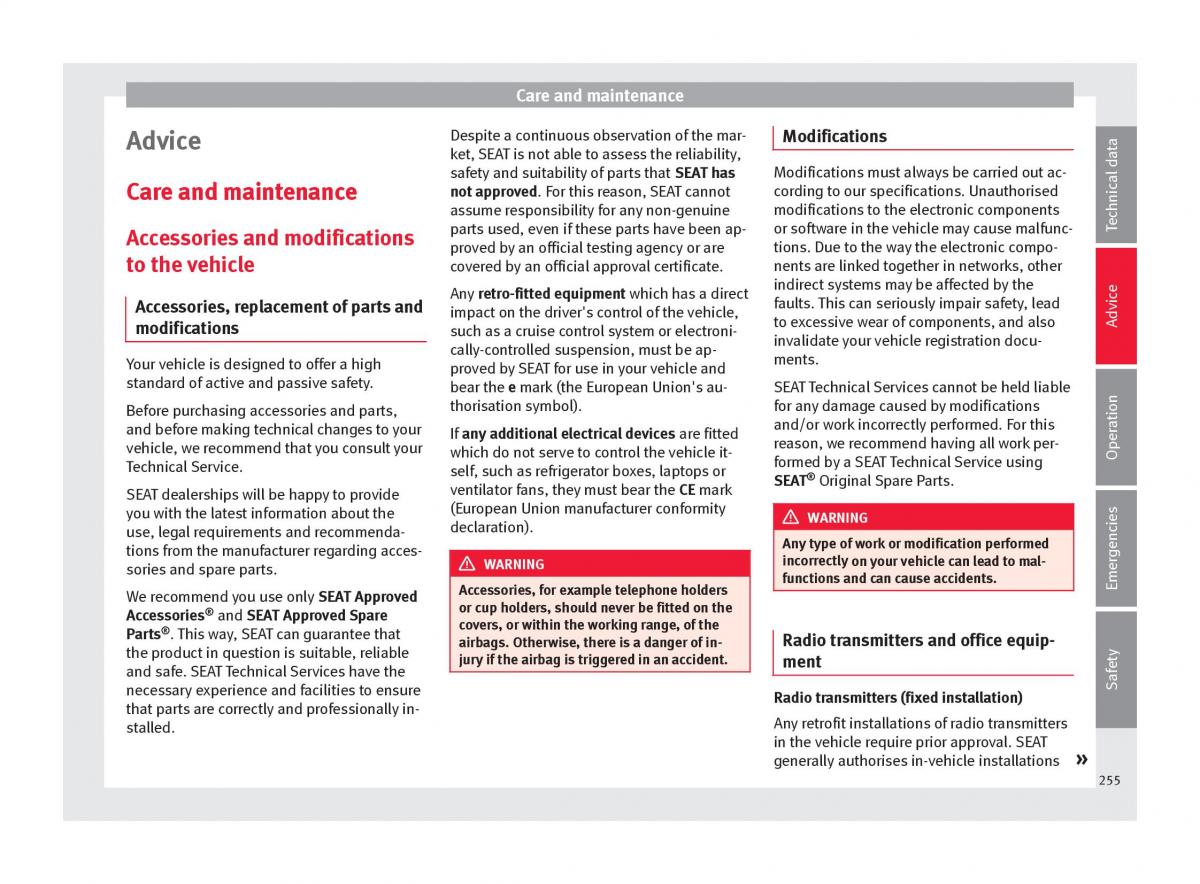 Seat Arona owners manual / page 257