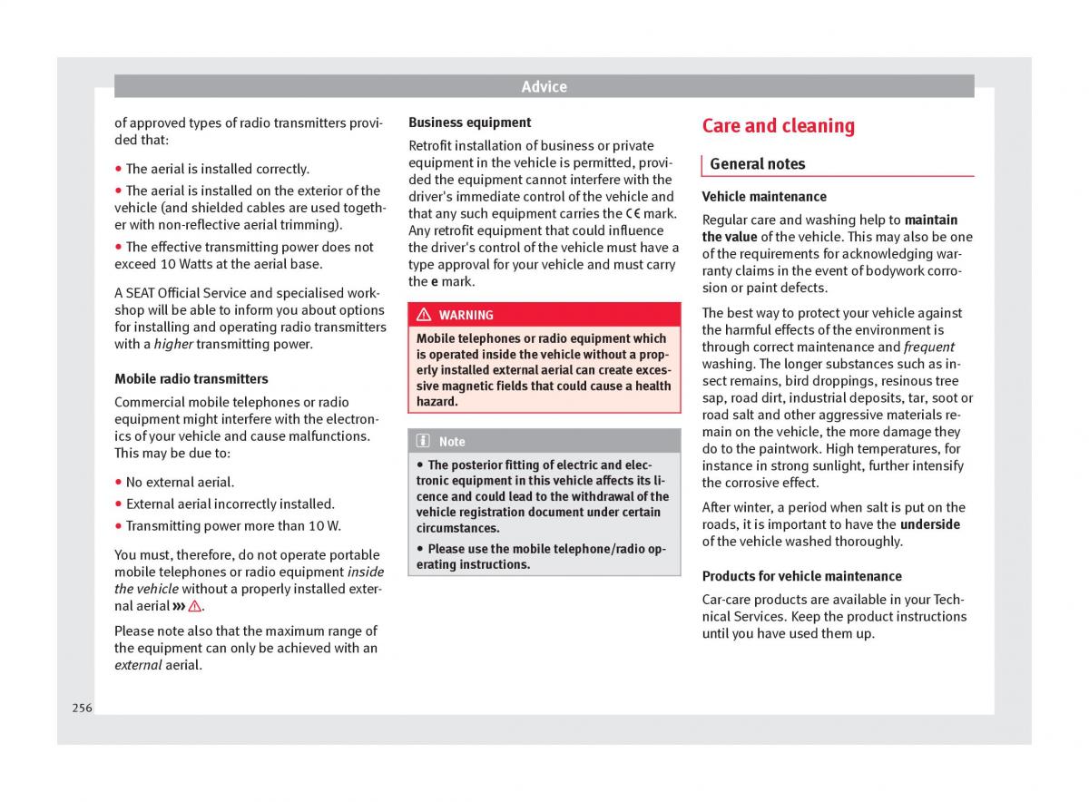 Seat Arona owners manual / page 258