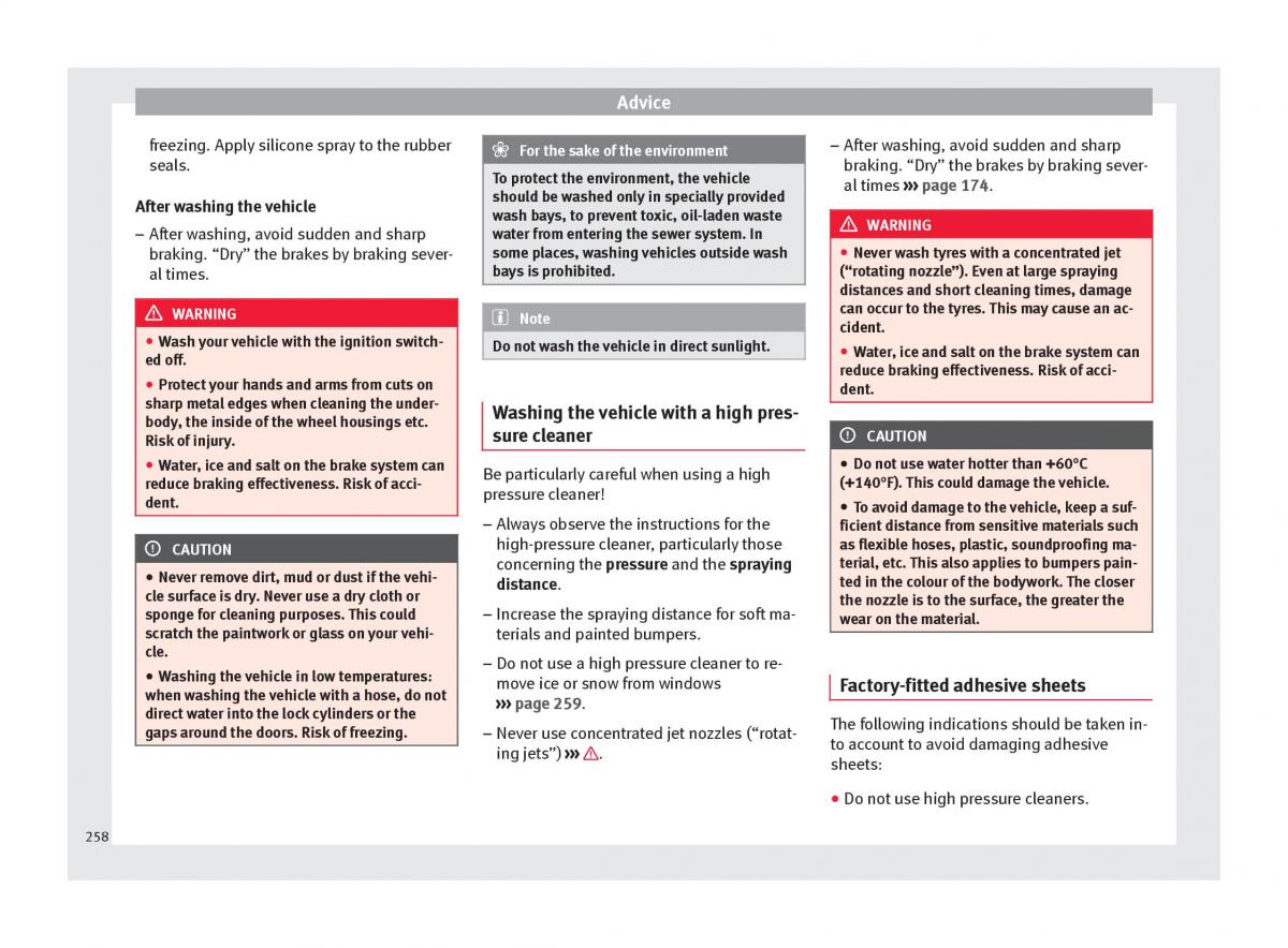 Seat Arona owners manual / page 260