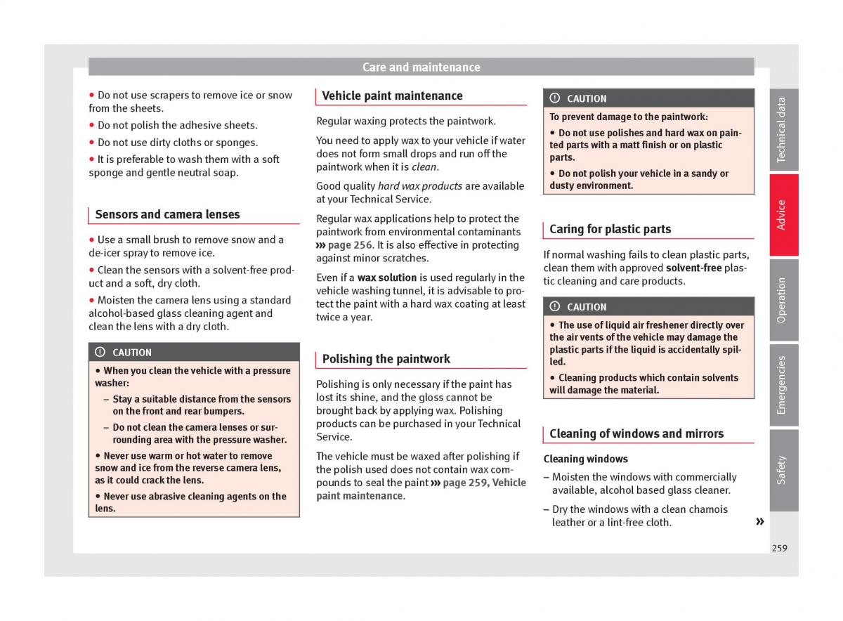 Seat Arona owners manual / page 261