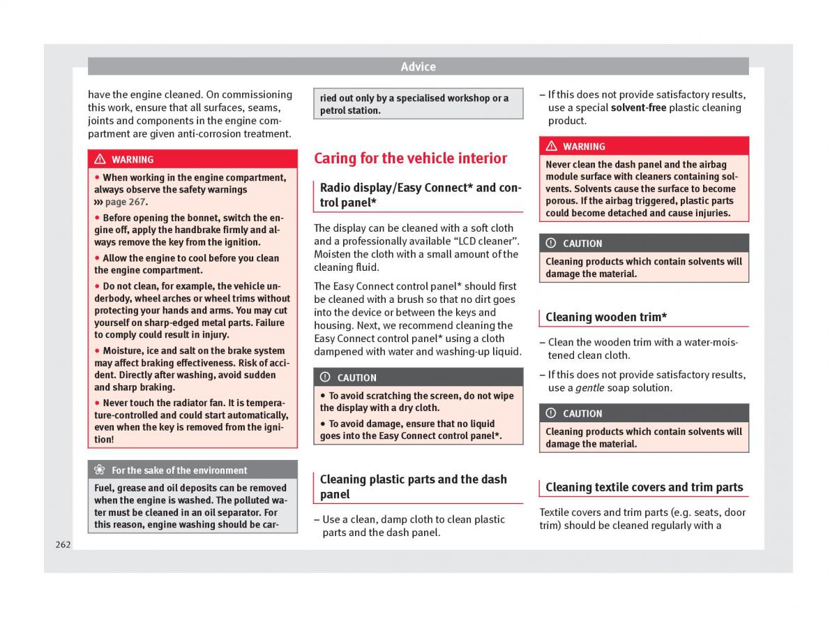 Seat Arona owners manual / page 264