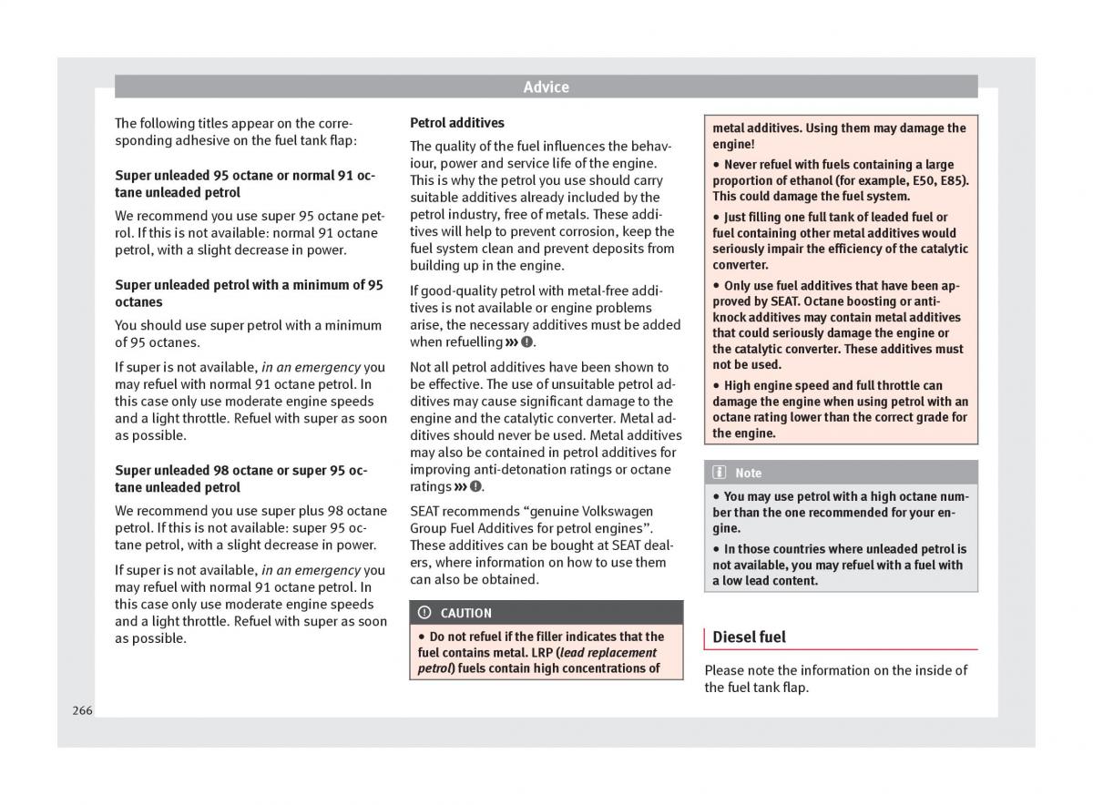 Seat Arona owners manual / page 268