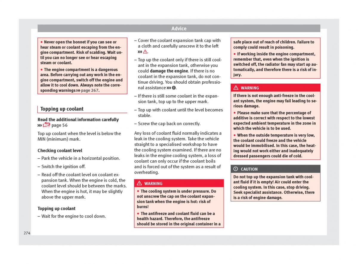 Seat Arona owners manual / page 276