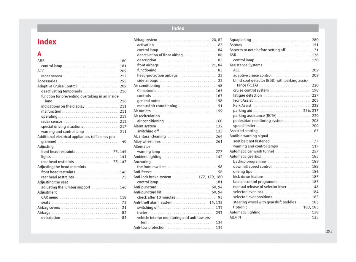 Seat Arona owners manual / page 295