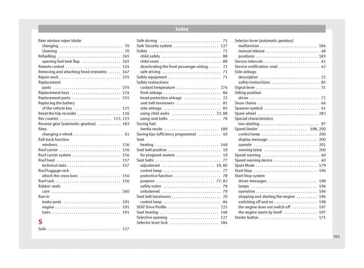 Seat Arona owners manual / page 303