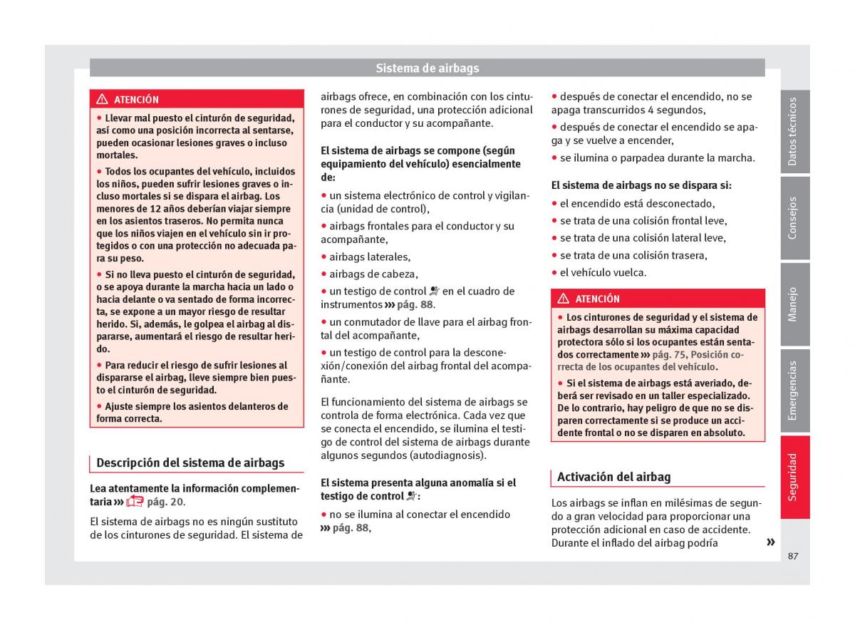 Seat Arona manual del propietario / page 89