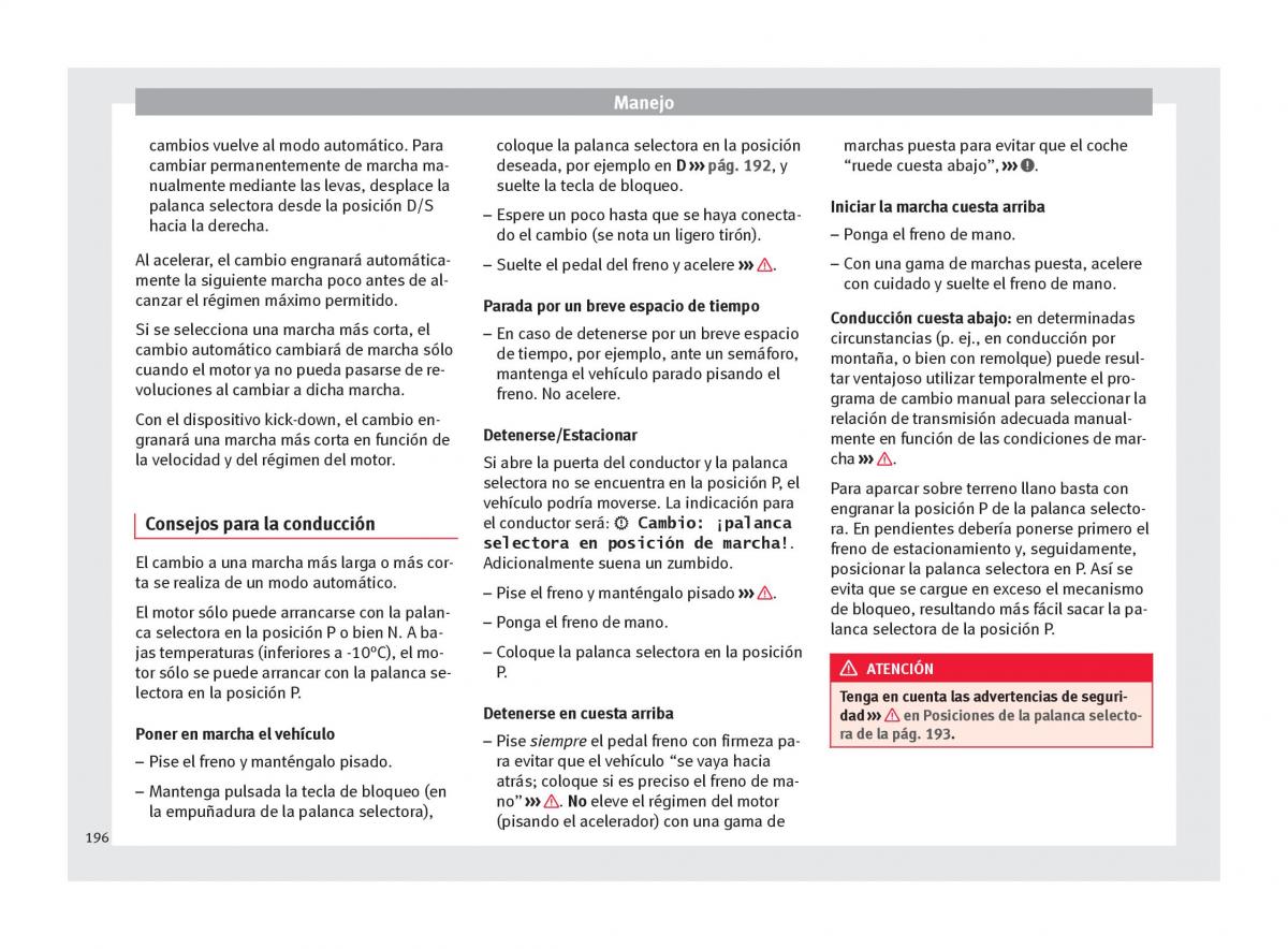 Seat Arona manual del propietario / page 198