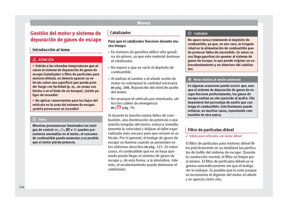 Seat Arona manual del propietario / page 206