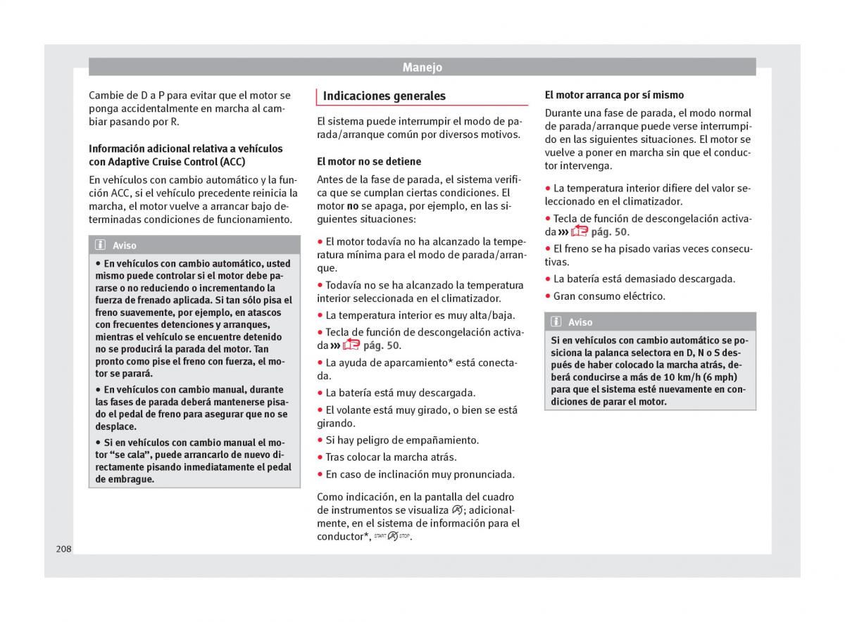 Seat Arona manual del propietario / page 210