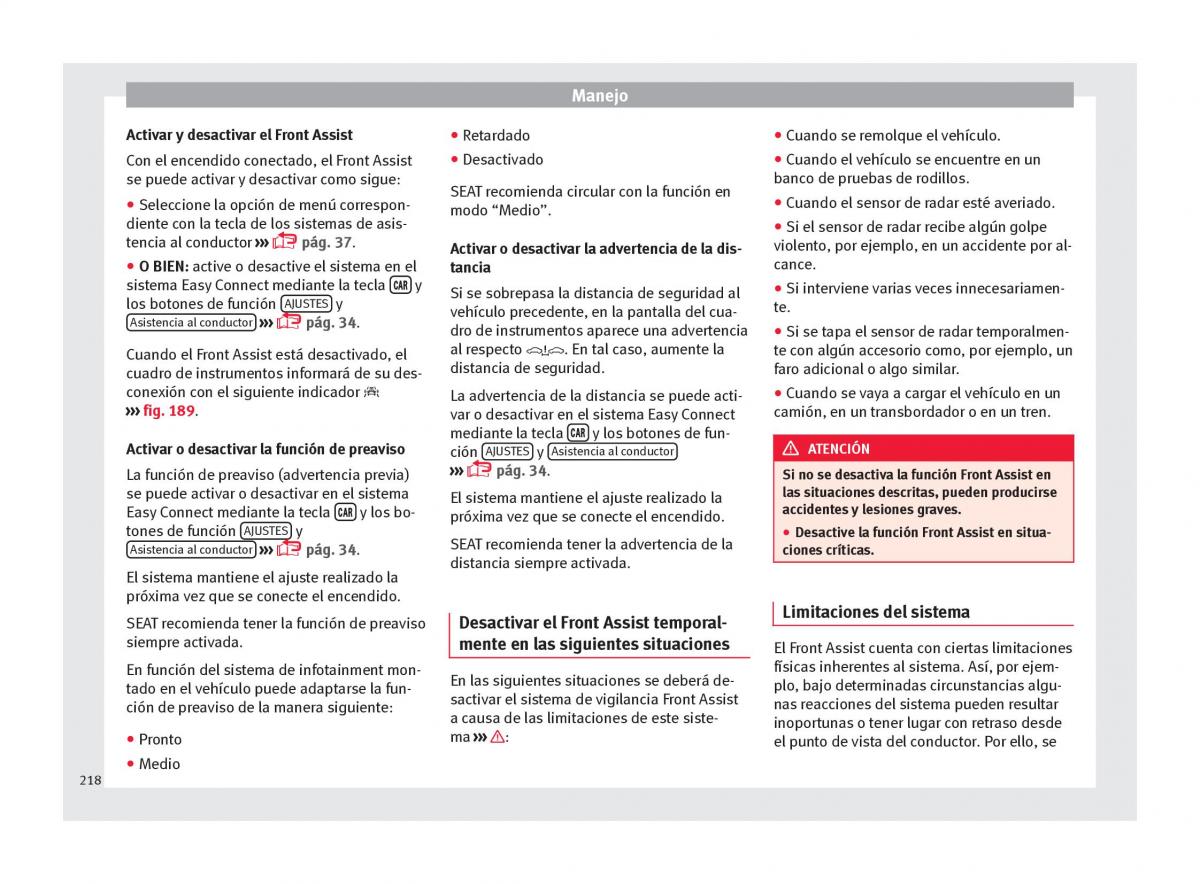 Seat Arona manual del propietario / page 220