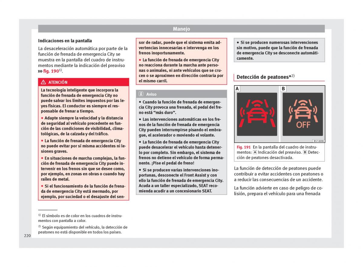 Seat Arona manual del propietario / page 222