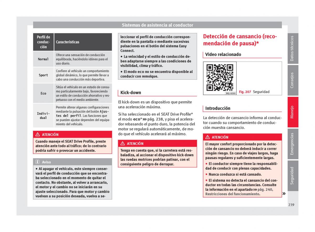 Seat Arona manual del propietario / page 241