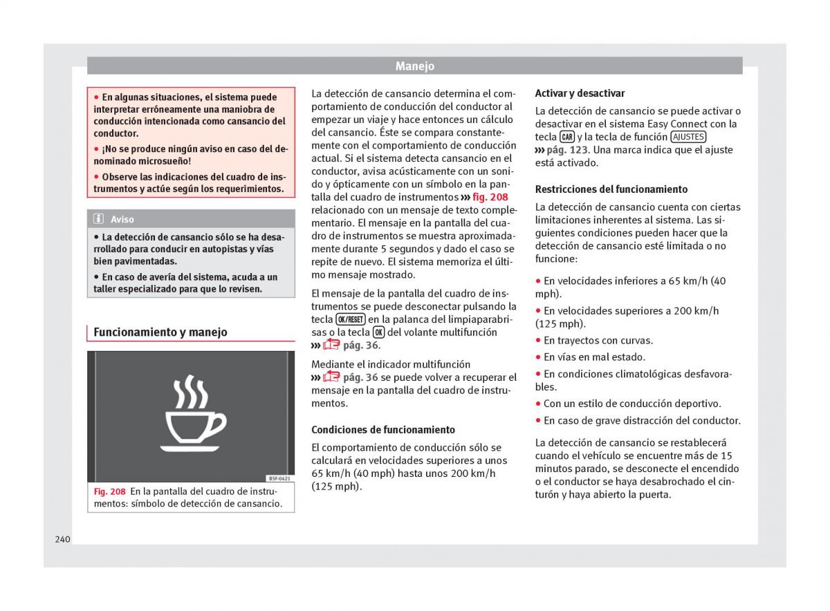 Seat Arona manual del propietario / page 242