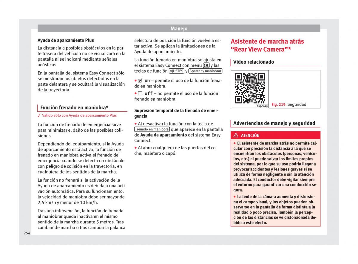 Seat Arona manual del propietario / page 256