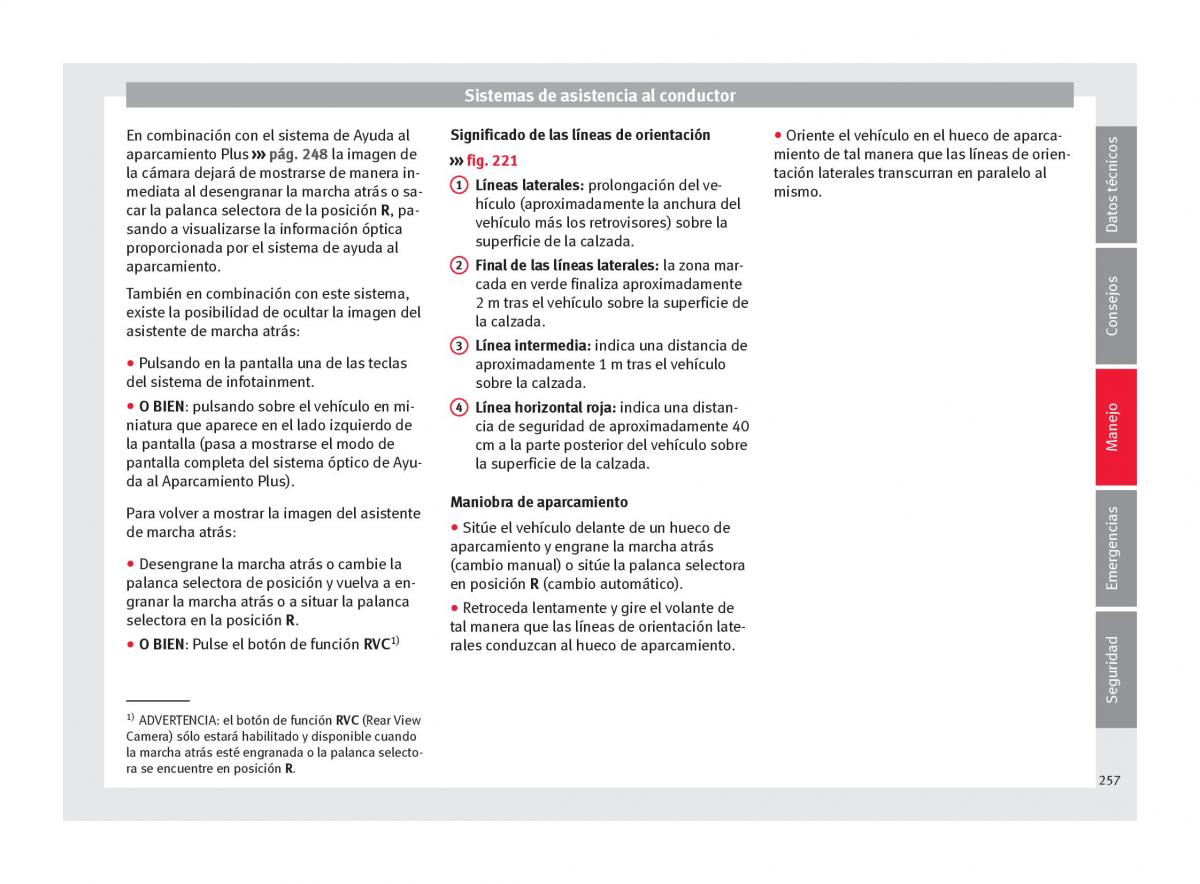 Seat Arona manual del propietario / page 259