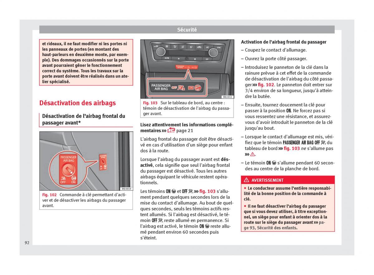 Seat Arona manuel du proprietaire / page 94