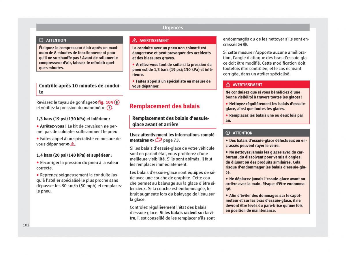 Seat Arona manuel du proprietaire / page 104