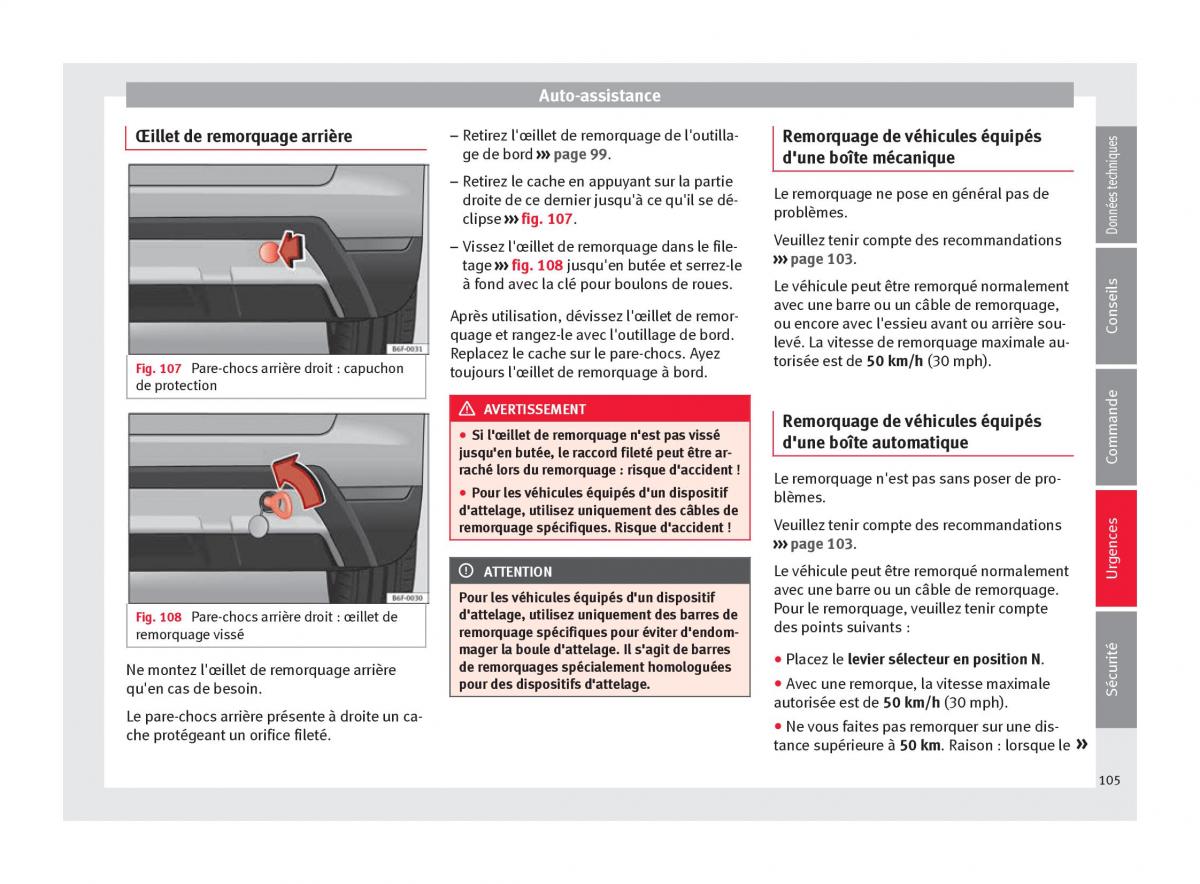 Seat Arona manuel du proprietaire / page 107