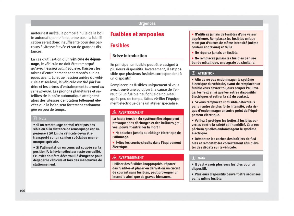 Seat Arona manuel du proprietaire / page 108