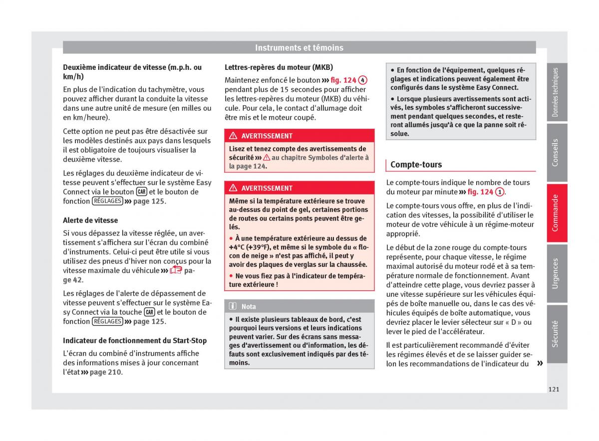 Seat Arona manuel du proprietaire / page 123