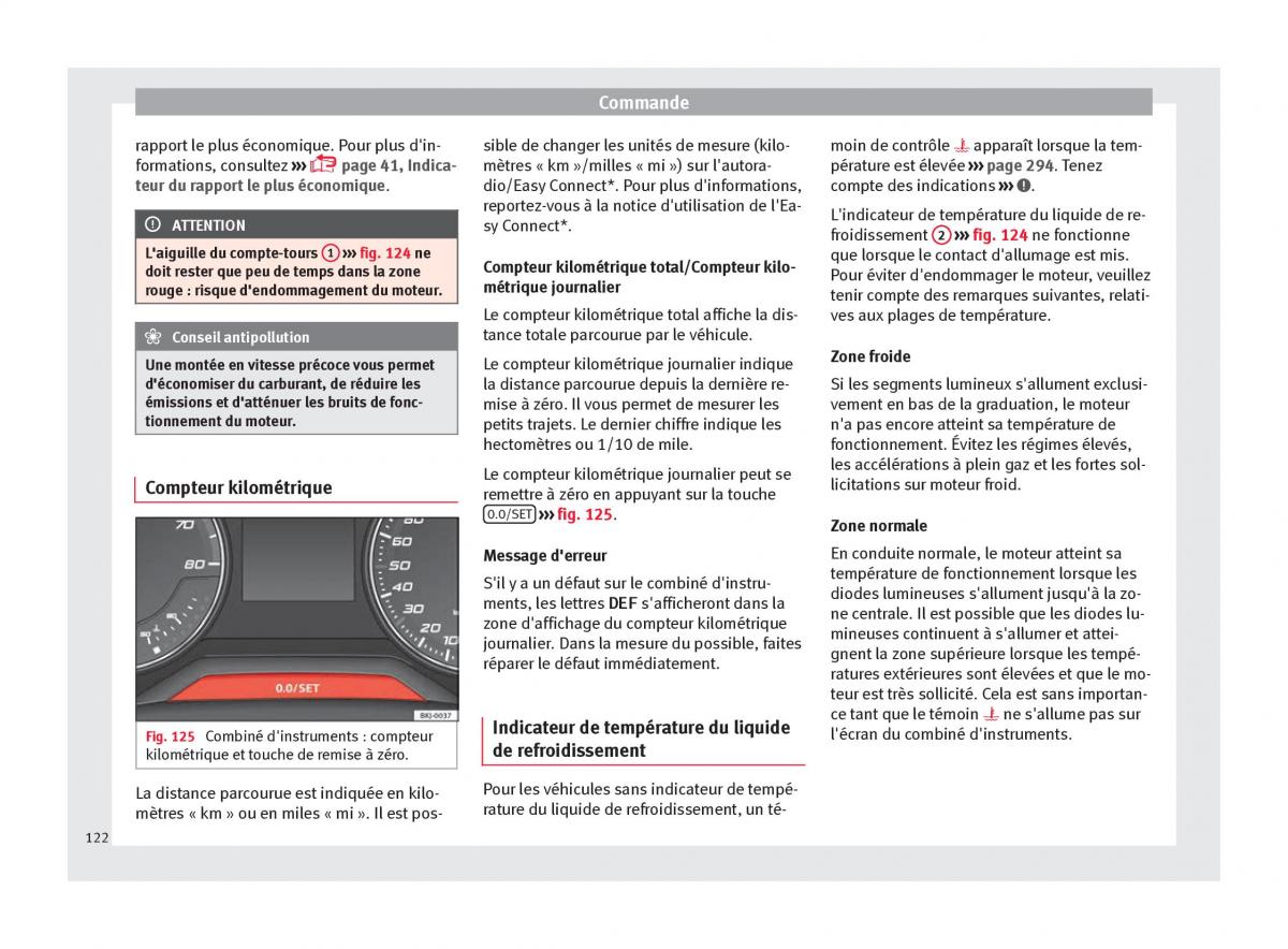 Seat Arona manuel du proprietaire / page 124