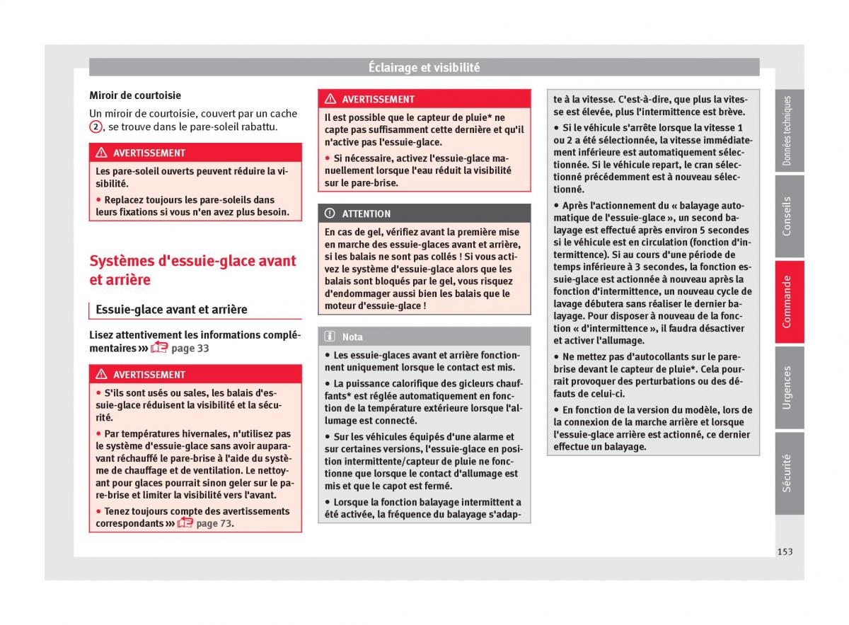 Seat Arona manuel du proprietaire / page 155