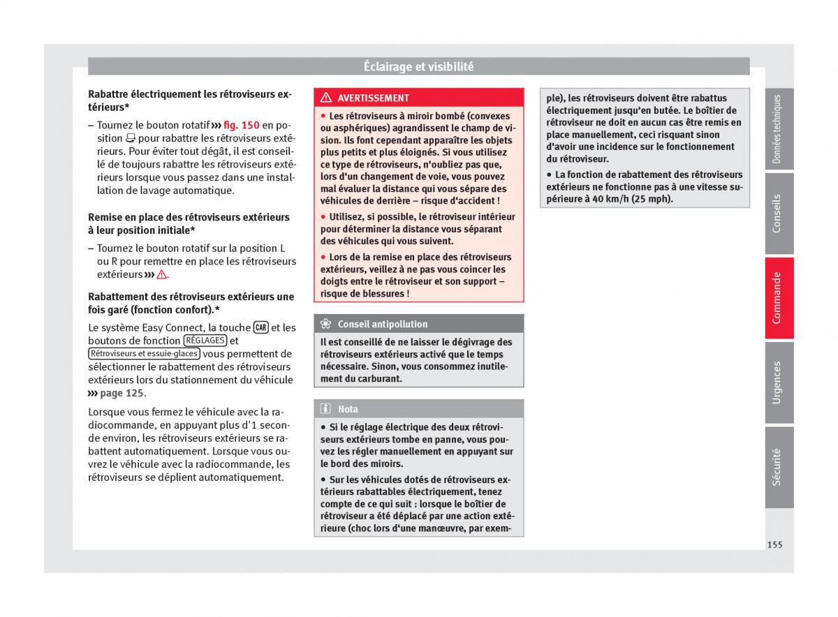 Seat Arona manuel du proprietaire / page 157