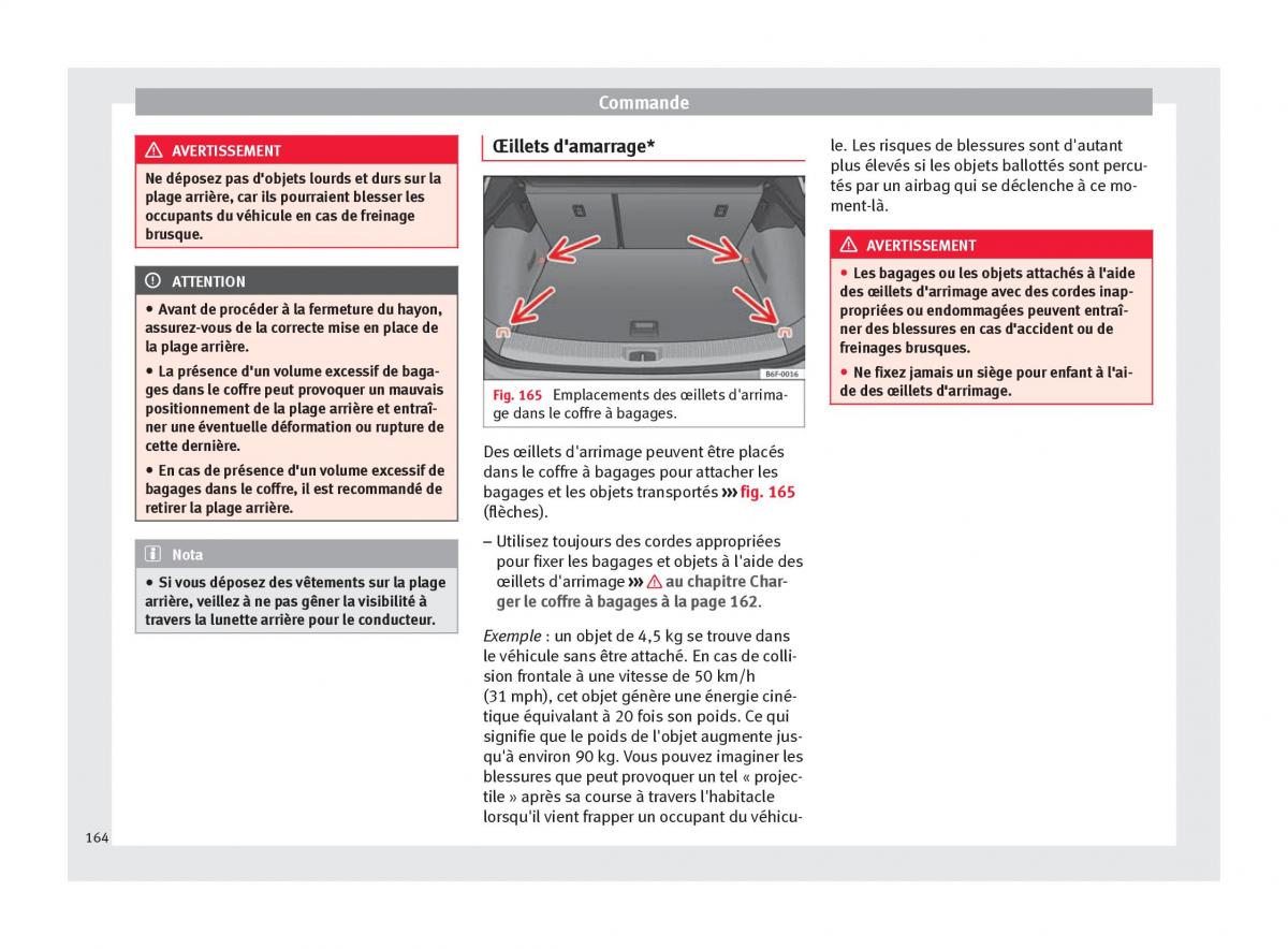 Seat Arona manuel du proprietaire / page 166