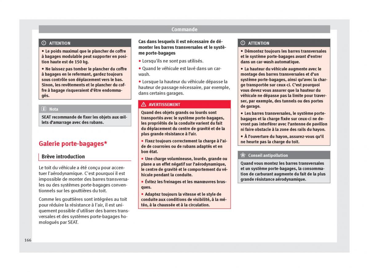 Seat Arona manuel du proprietaire / page 168