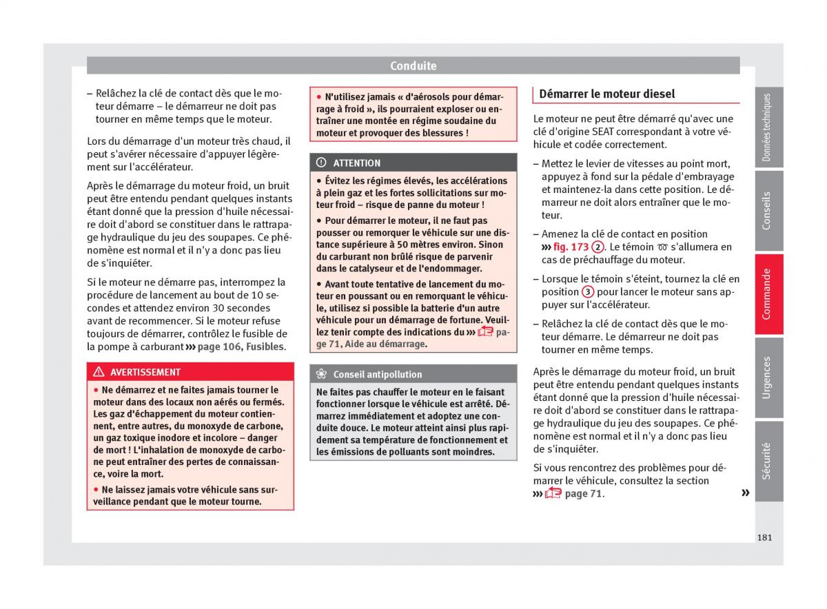 Seat Arona manuel du proprietaire / page 183