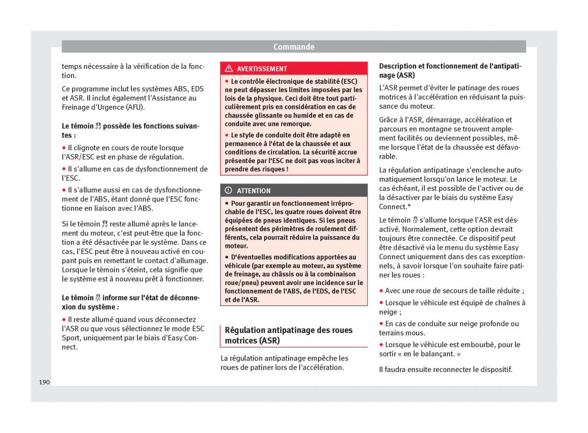 Seat Arona manuel du proprietaire / page 192