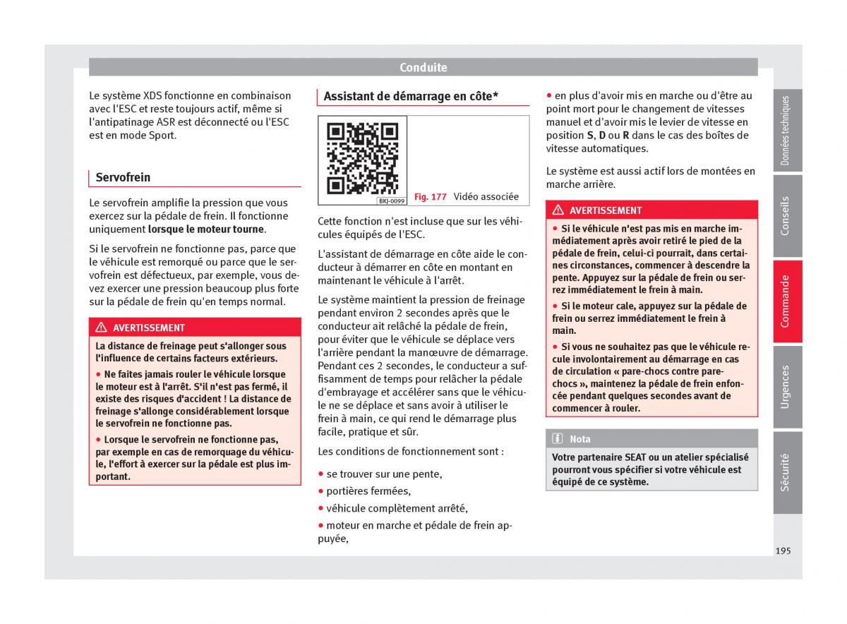 Seat Arona manuel du proprietaire / page 197