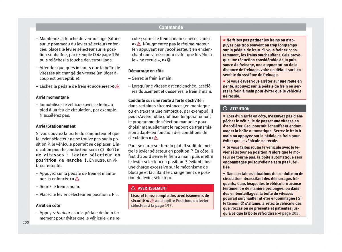 Seat Arona manuel du proprietaire / page 202