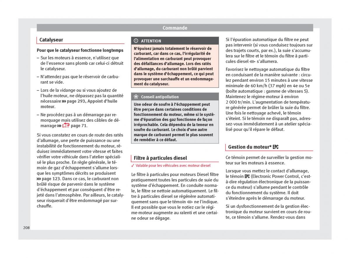 Seat Arona manuel du proprietaire / page 210