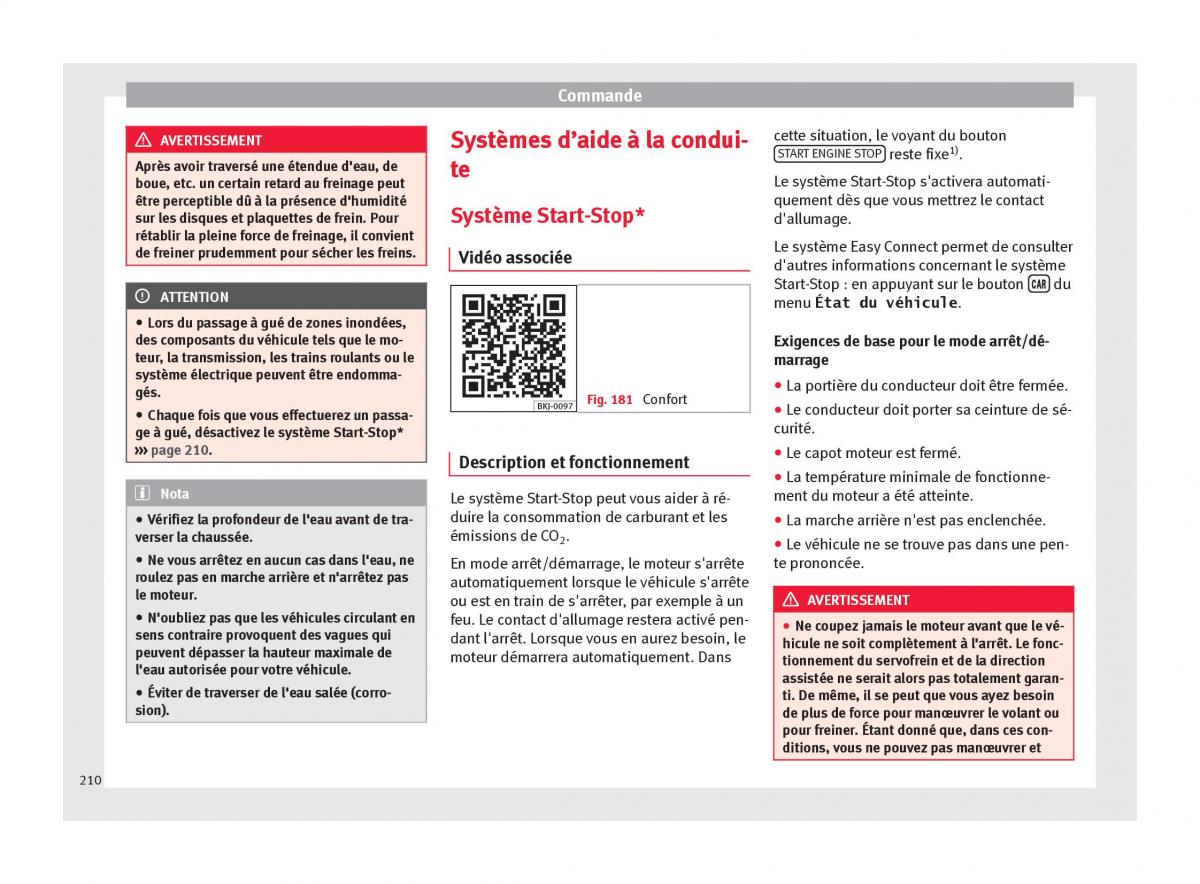 Seat Arona manuel du proprietaire / page 212