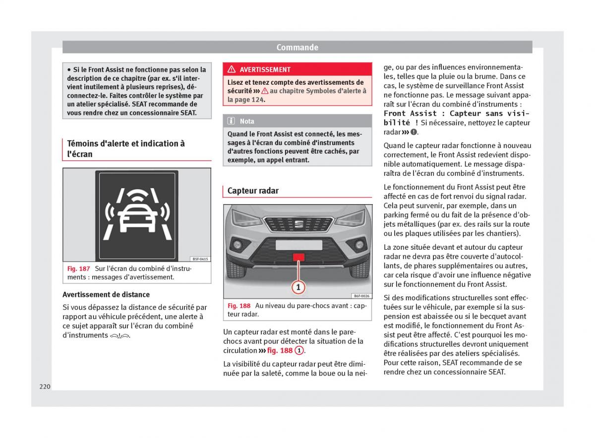 Seat Arona manuel du proprietaire / page 222