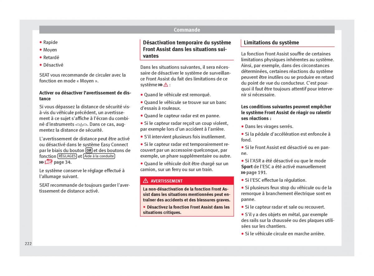 Seat Arona manuel du proprietaire / page 224