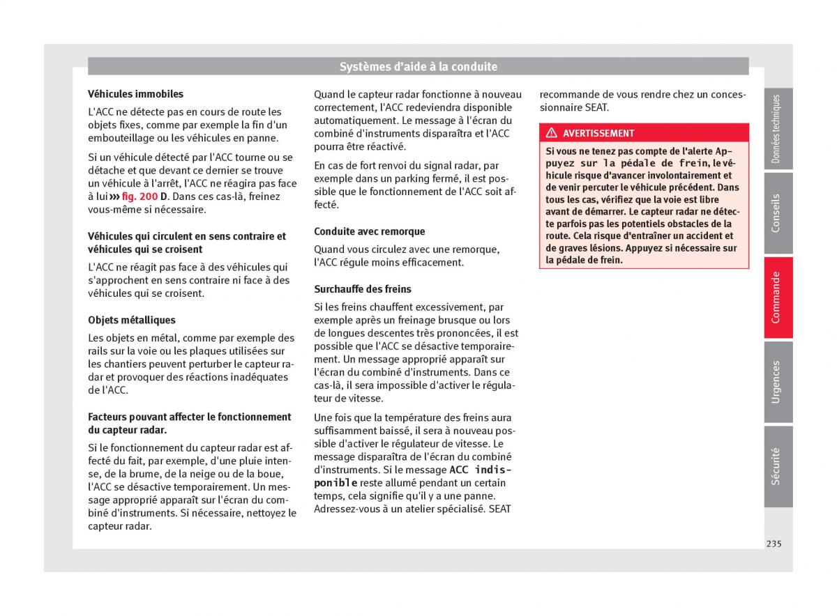 Seat Arona manuel du proprietaire / page 237