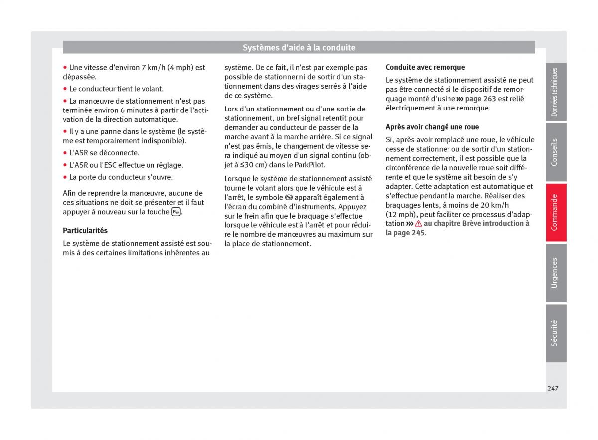 Seat Arona manuel du proprietaire / page 249